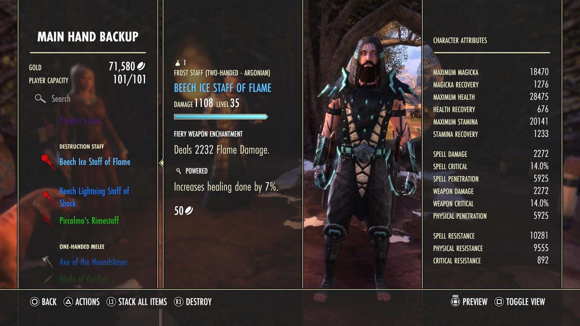 Elder Scrolls Online character build customization interface